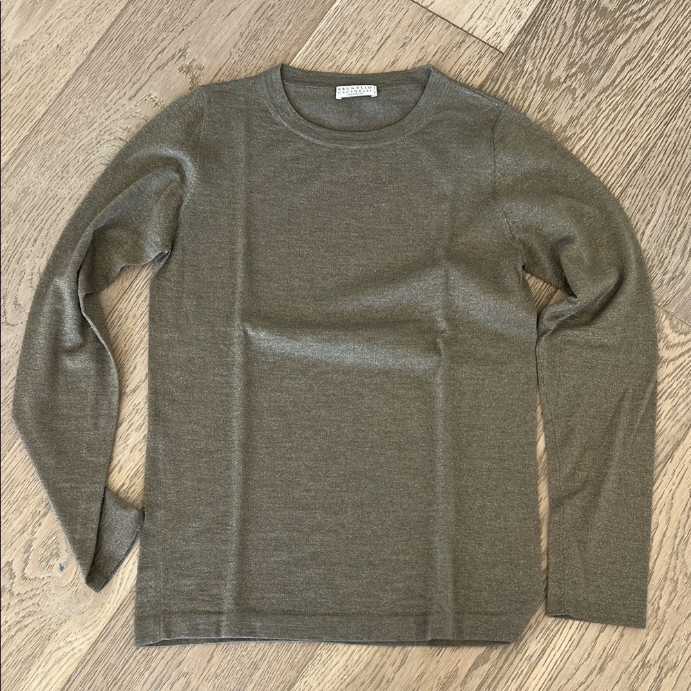 Brunello Cucinelli Women's Olive Crewneck Sweater